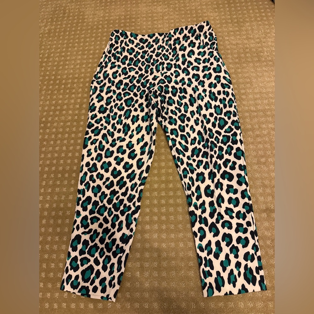 New York & Company Leopard Print Pants with Green Highlights